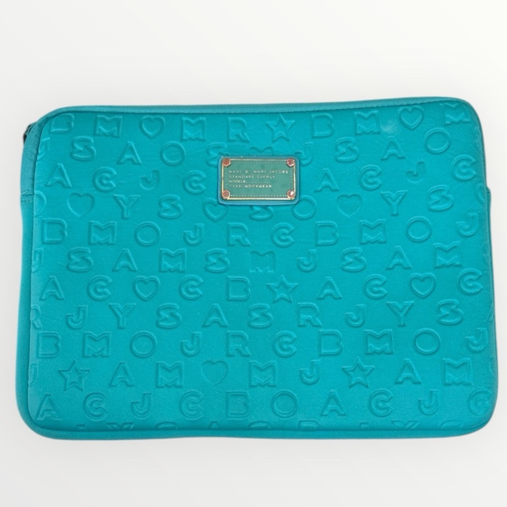 Marc By Marc Jacobs Neoprene Logo Embossed Laptop/Tablet Sleeve Turquoise